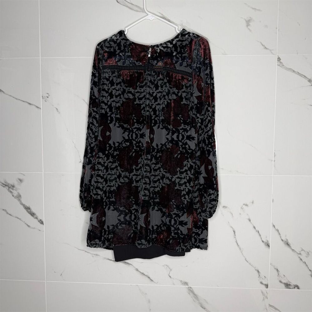 Abercrombie & Fitch Floral Burnout Velvet Tunic Dress Sz S Black whimsigoth​